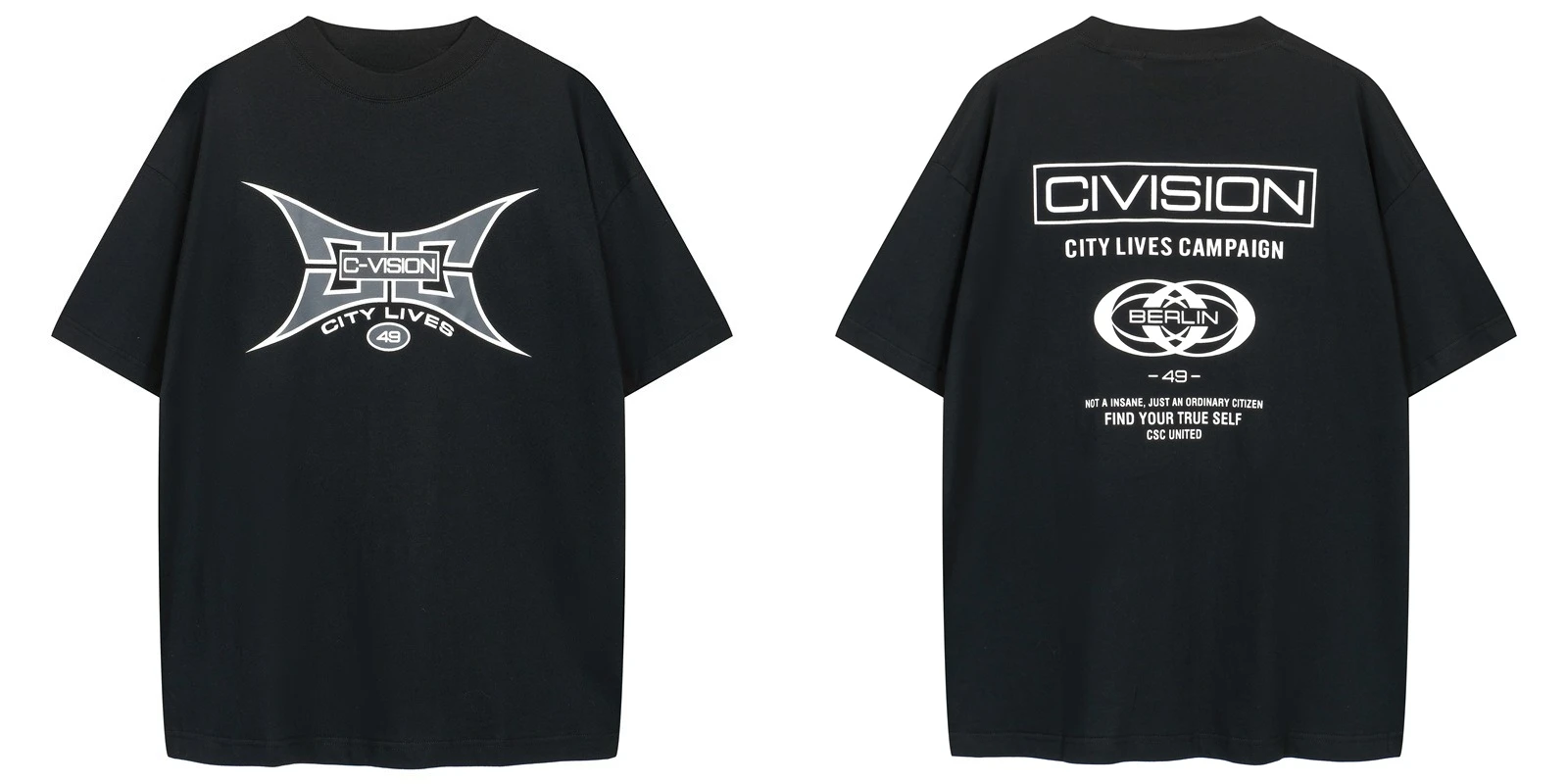 

2025 New Summer CIVISION by CSC Korean Niche Tee Parisian Style American Trendy Letter Print Logo Unisex Streetwear Short Sleeve