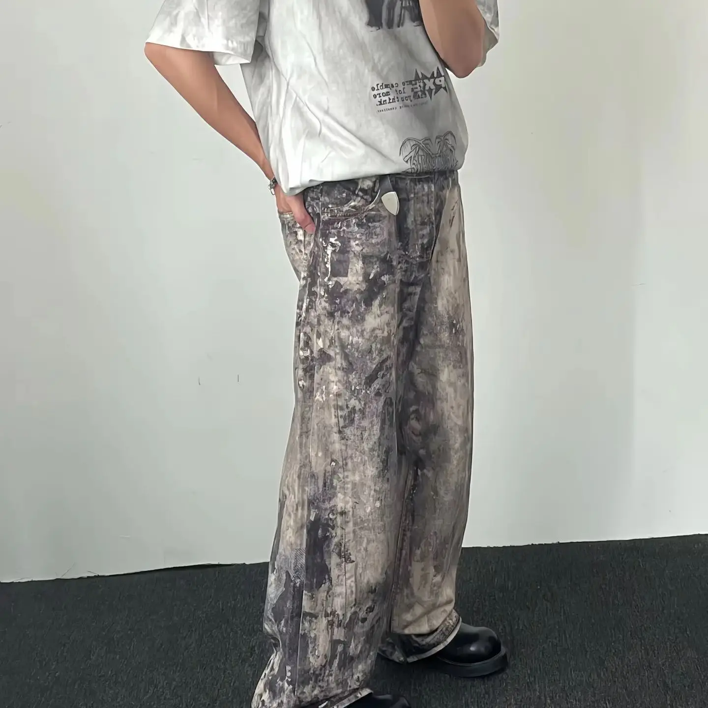 Men's Post-Apocalyptic Cowboy Pants Streetwear Y2K Vintage Denim Trousers