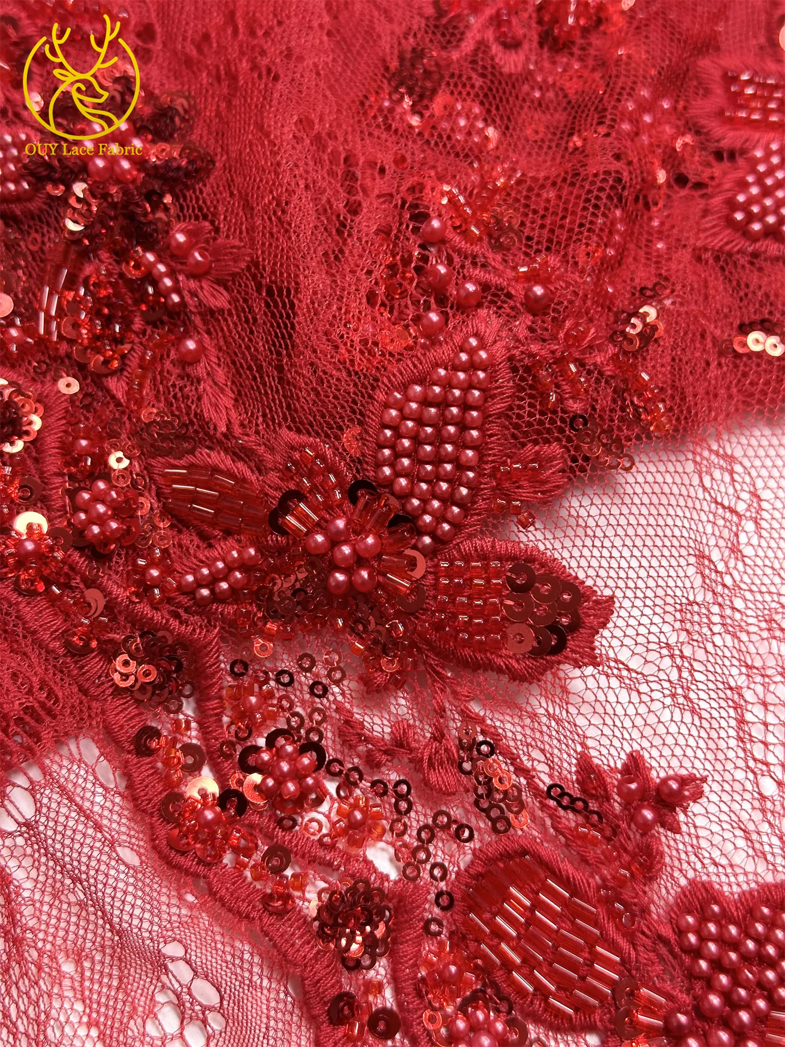 Grün Frankreich Damen Kleid Perlen Spitze Stoff 2026 Hochwertige afrikanische Stickerei Pailletten Spitze Stoff Party Abendkleid Stoff – Detail 18