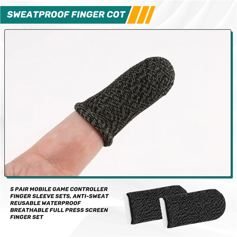 A003 5 คู่คอนโทรลเลอร์เกมมือถือชุดแขนนิ้ว,Anti-เหงื่อReusableกันน้ําBreathable Fullกดหน้าจอชุดนิ้วมือ