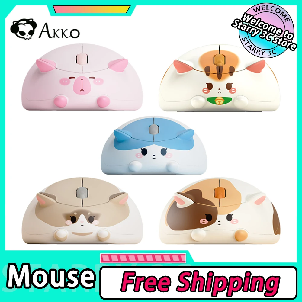 akko gato leve e sports mouse sem fio recarregavel portatil desktop personalizado acessorio pc gamer escritorio 24g 01