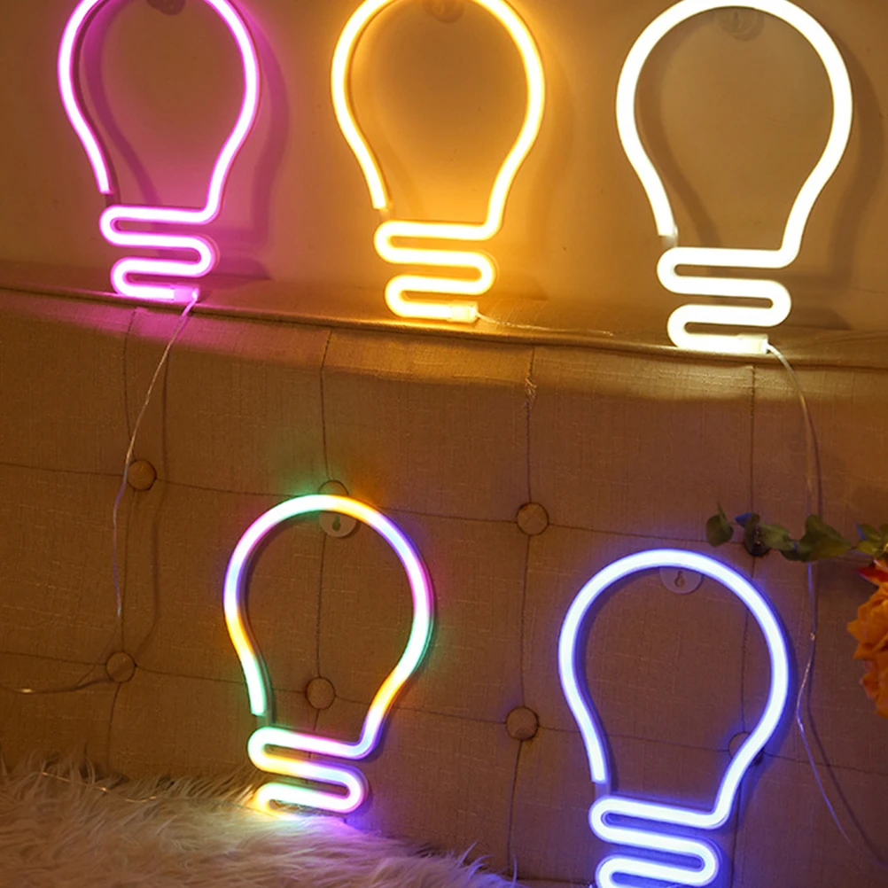 

Bulb Neon Light LED Modeling Night Lamp Decor Copper Wire Table Christmas Lights Waterproof Desktop Glow Signs