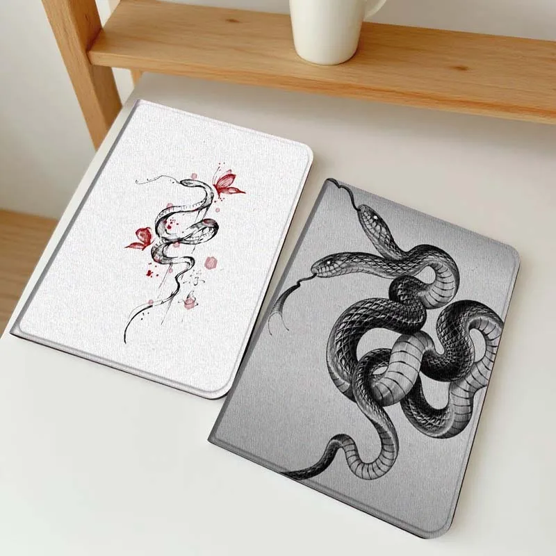 

Чехол для планшета с рисунком змеи и красным цветком для Apple iPad Air Pro mini 1 2 3 4 5 6 7 8 9 11 M2 M3 M5 M4 5th 6th 7th 10th 11th, подарок