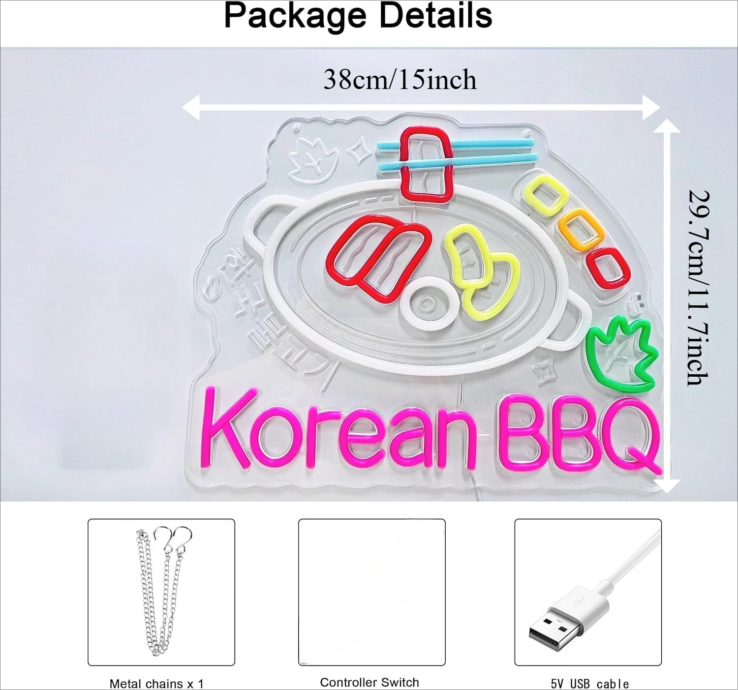 الكورية شواء النيون USB عكس الضوء LED ضوء النيون للأعمال الكورية مطعم شواء سوق الغذاء المطبخ المنزل جدار ديكور فني #5