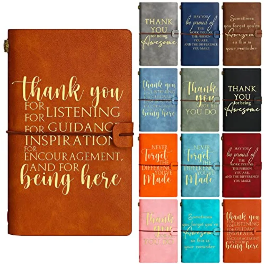 

12 Pack Employee Appreciation Gifts Bulk Thank You Gift Leather Journals Inspirational Notebook for Vet Receptionist Nurse Appr