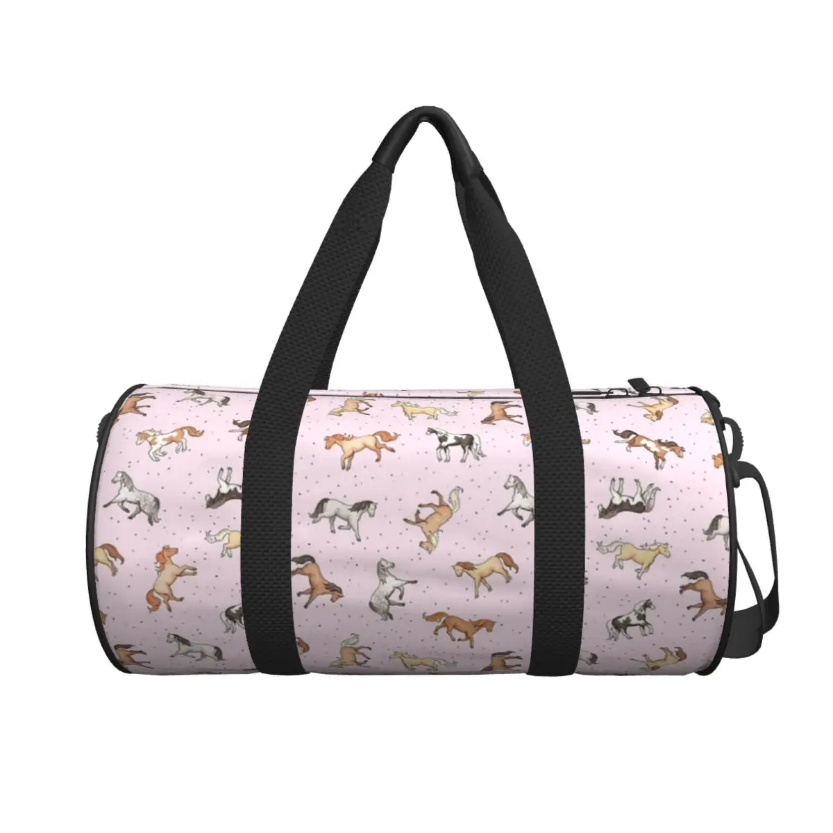 

Scattered Horses Spotty On Cherry Blossom Pink Pattern Large Duffle Gym Bag Duffle Travel Bags Handbags Fitness bag