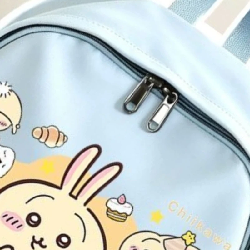 Anime Cartoon Kawaii Chiikawa Lighten Load Schoolbag Shoulders Zipper Hierarchical Storage Waterproof High-capacity Side Pocket