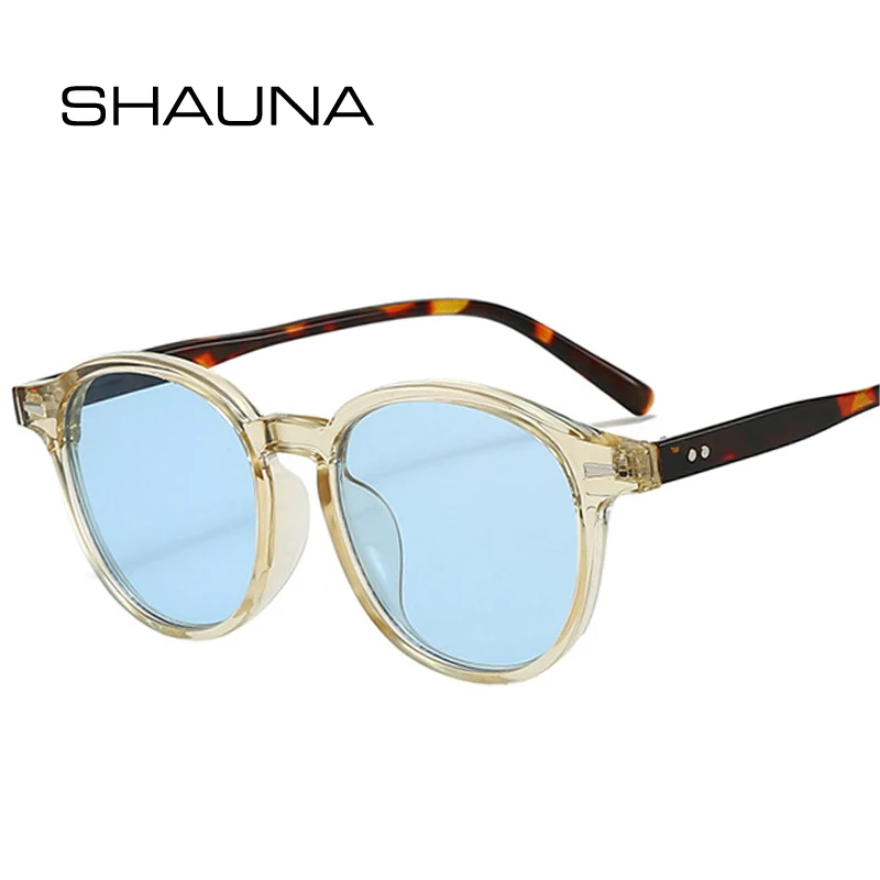 

SHAUNA Vintage Round Rivets Punk Sunglasses Women Shades UV400 Fashion Clear Ocean Lens Men Sun Glasses