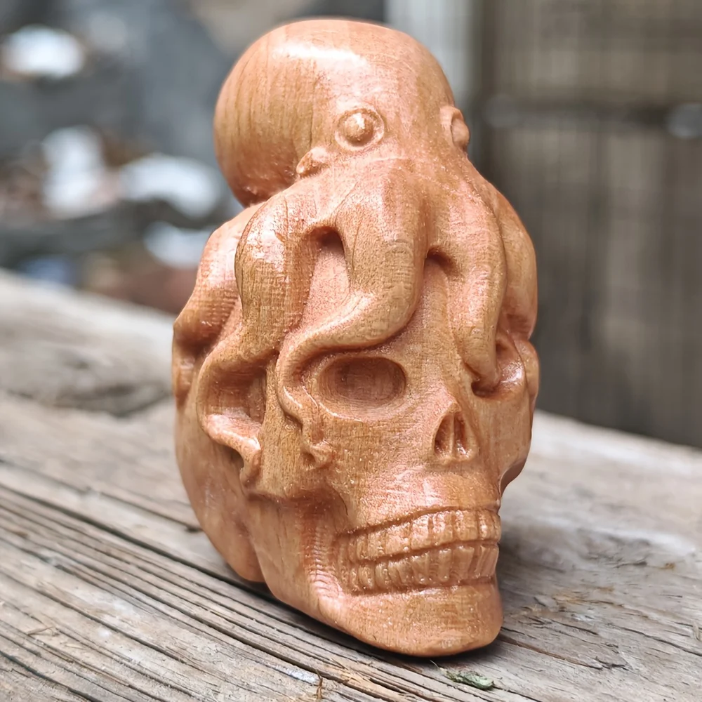1.8 Inch Wooden Skull Head Ornament, Simple Style, Modern Style, Suitable for Home Decoration, New Year Gifts, Centerpiece Decoration, Fireplace, Bedroom, Christmas Gifts, Holiday Decoration