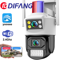 DIFANG 4MP outdoor Wifi Security Camera, Dual Lens Wireless CCTV  IP Camera with Light Alarm, two-way audio, Color night Vision