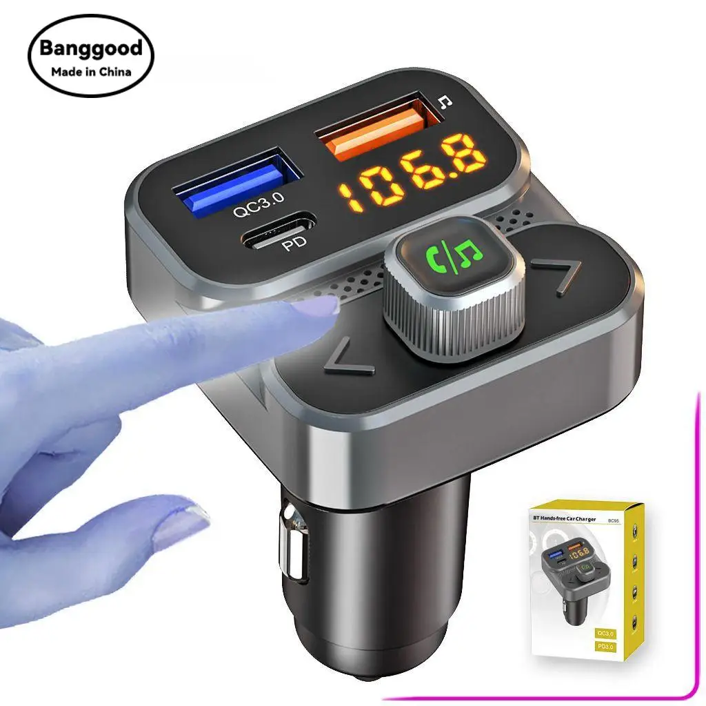 

BC95 Car FM Transmitter Mp3 Bluetooth Player U Disk Music PD Charger Fast Charge Hands-Free Call Receiver