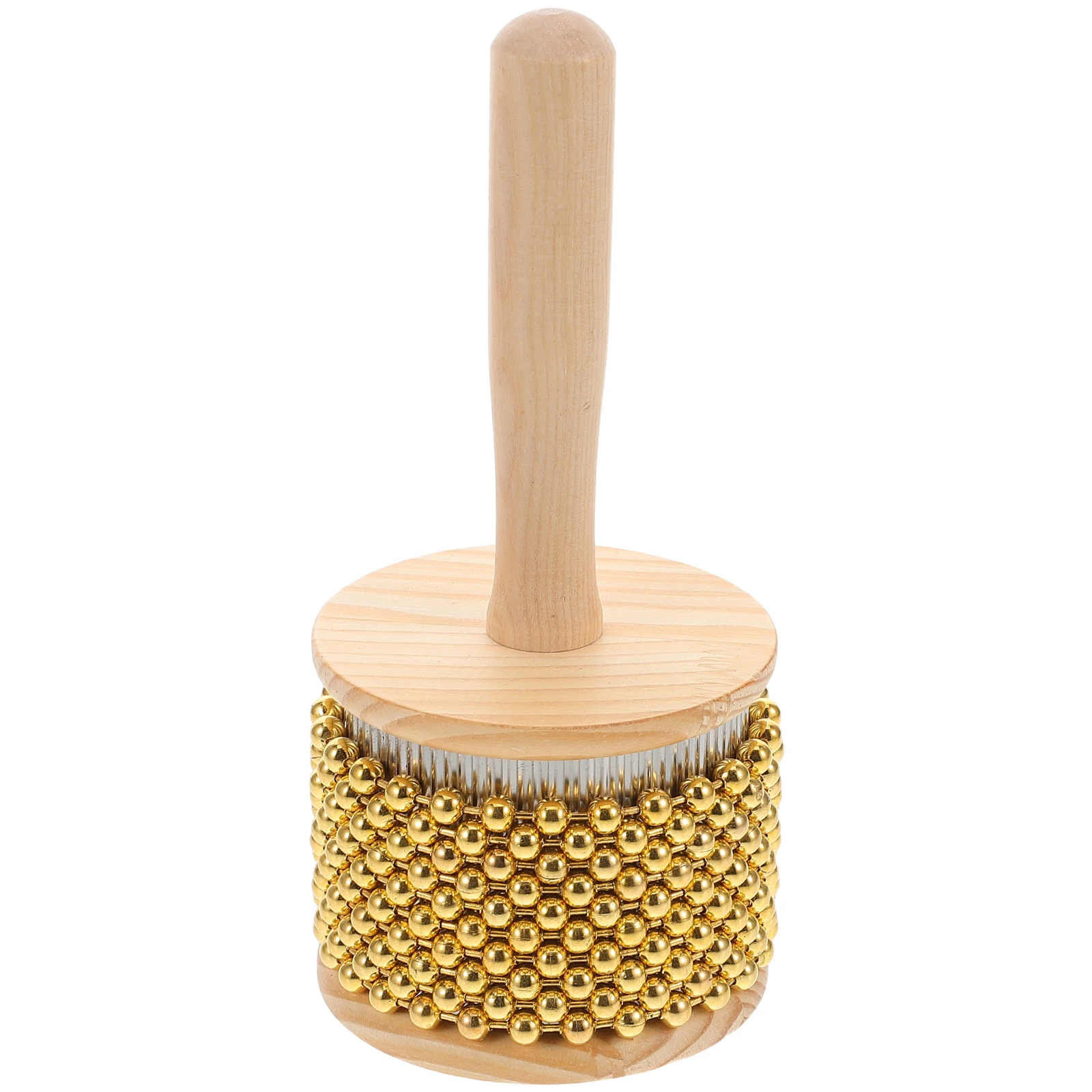 

Wooden Handle Cabasa Percussion Instrument African Rhythm Shaker Metal Beads Latin Music Performance Kids
