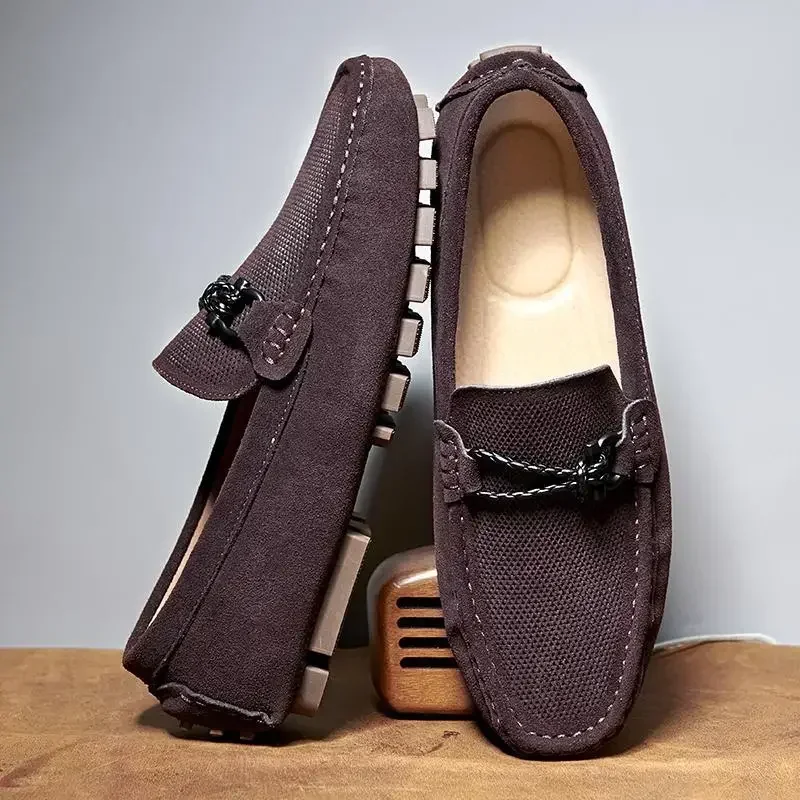 Chaussures d'été en cuir véritable pour hommes, respirantes, décontractées, souples, astronomiques, à enfiler, paresseuses