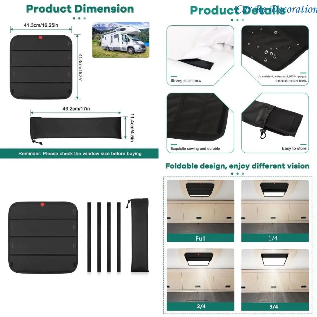 

R58D RV Дверная дверная крышка оконного оттенка, оттенок окна RV, Campers Sunshade Privacy Cover, 16.3'''x16.3