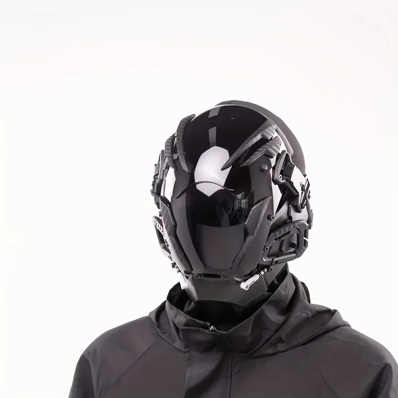 Cyberpunk Futuristic Mask, Premium Unique Helmet Design Dress Up Accessories, Cosplay Photo Props view 3