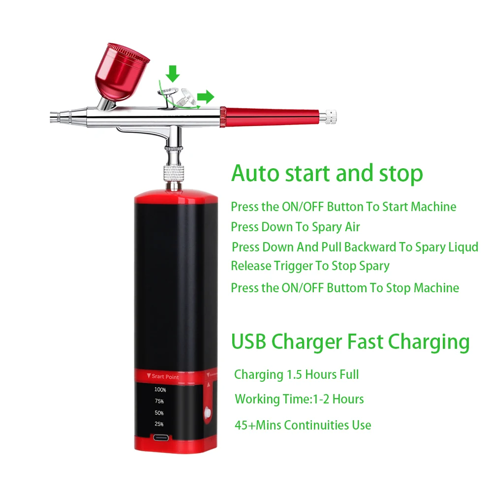 Personal Portable Cordless Mini Airbrush With Compressor Kit Multi-Purpose Rechargeable Equipment Machine Powerful Ladys Gifts