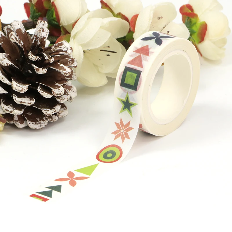 2023  NEW 1PC. 10M Decor Christmas Red & Green Pattern Washi Tape for Gift Wrap & Journal Masking Tape Cute Stationery