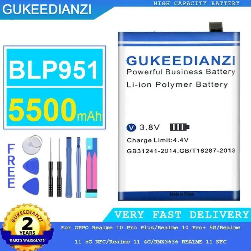 

Stable For Oppo Realme 10 Pro Plus Pro+ 5G 11 Nfc 4G RMX3636 BLP951 Battery 5500Mah