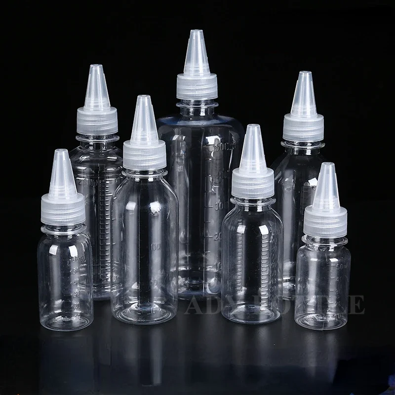 Transparent with Scale Plastic  Tip Bottle Paint Squeeze Drop Lotion Fish Medicine Liquid Bottle Empty Bottle