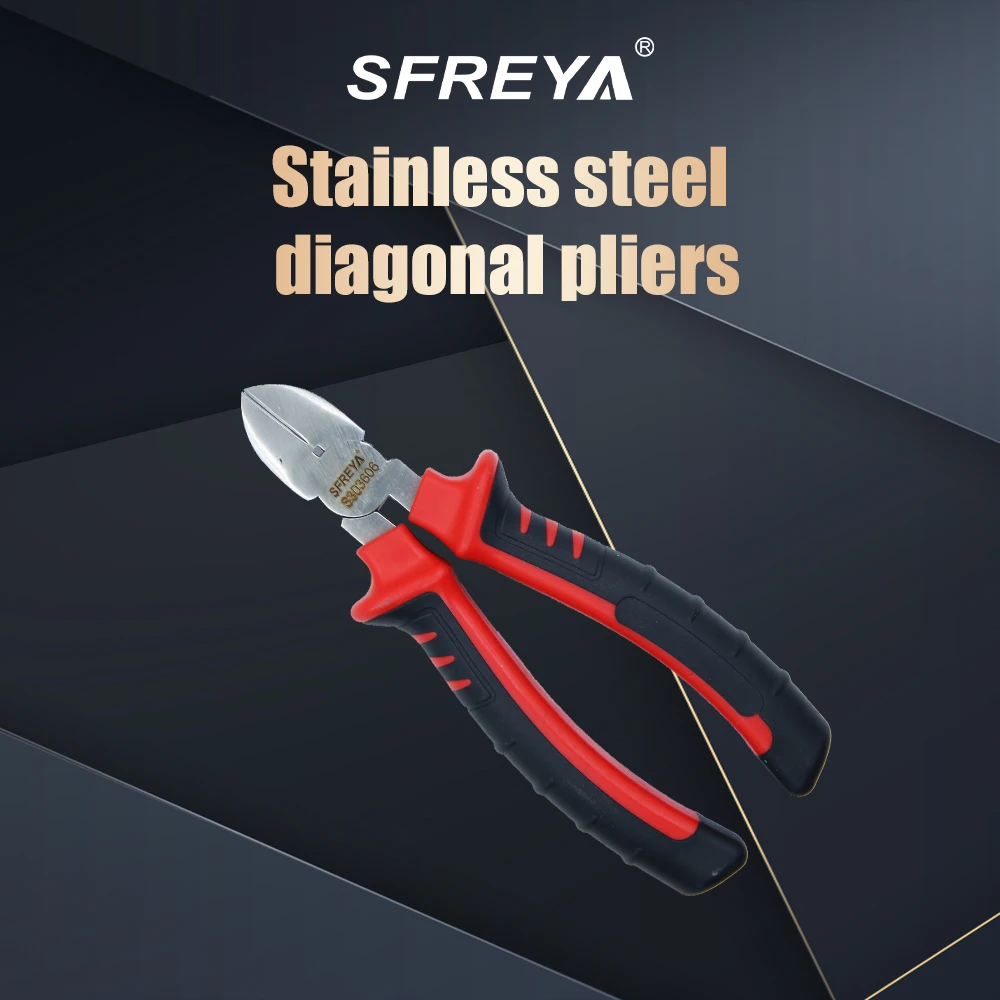 German Style Stainless Steel Diagonal Pliers with Soft Grip Plastic Handle for DIY & Industrial Use OEM   S3036