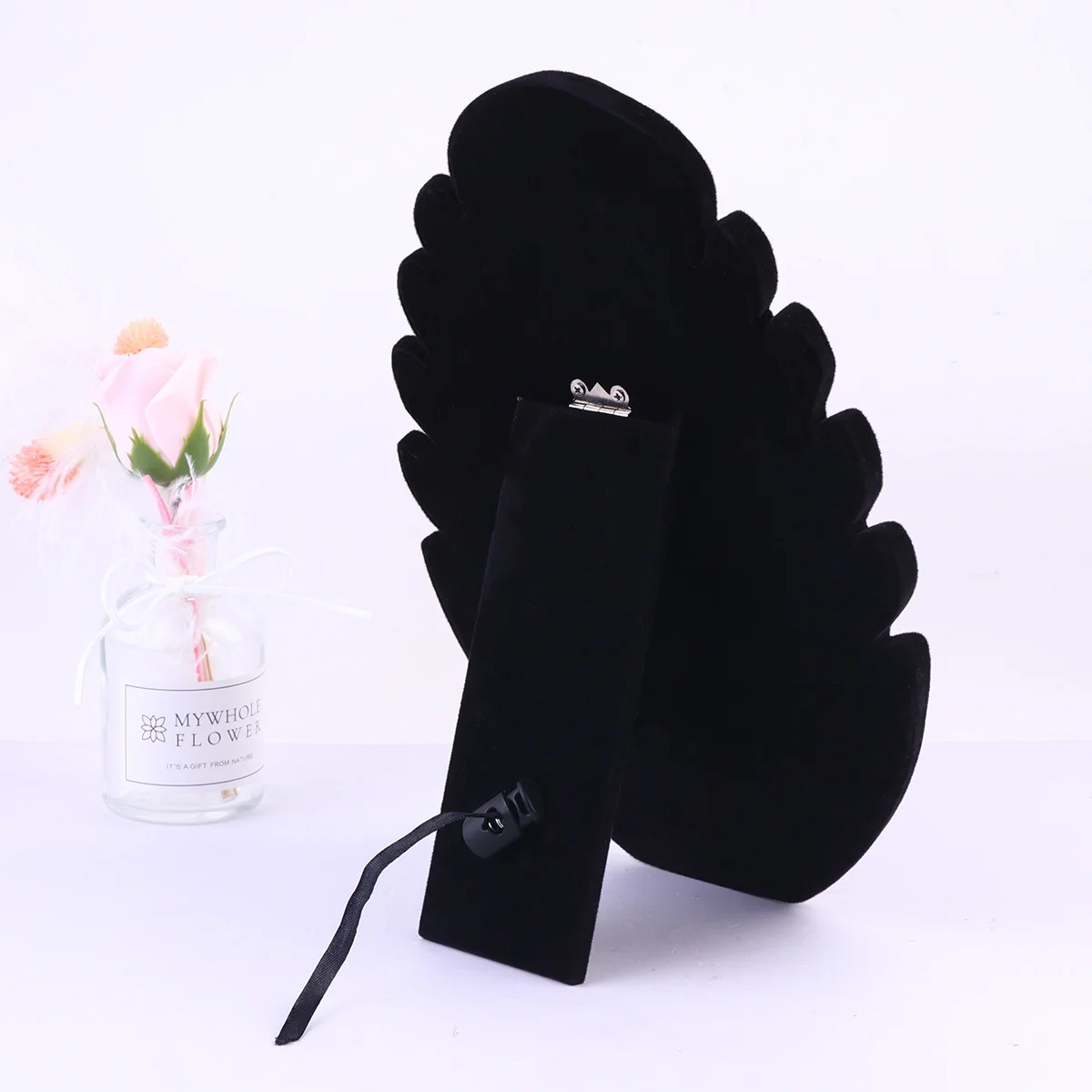 ขาตั้งโชว์สร้อยคอรูปเปลวไฟสีดำ ที่วางสร้อยคอ ที่จัดระเบียบเครื่องประดับ สำหรับร้านค้าปลีก บ้าน และเคาน์เตอร์