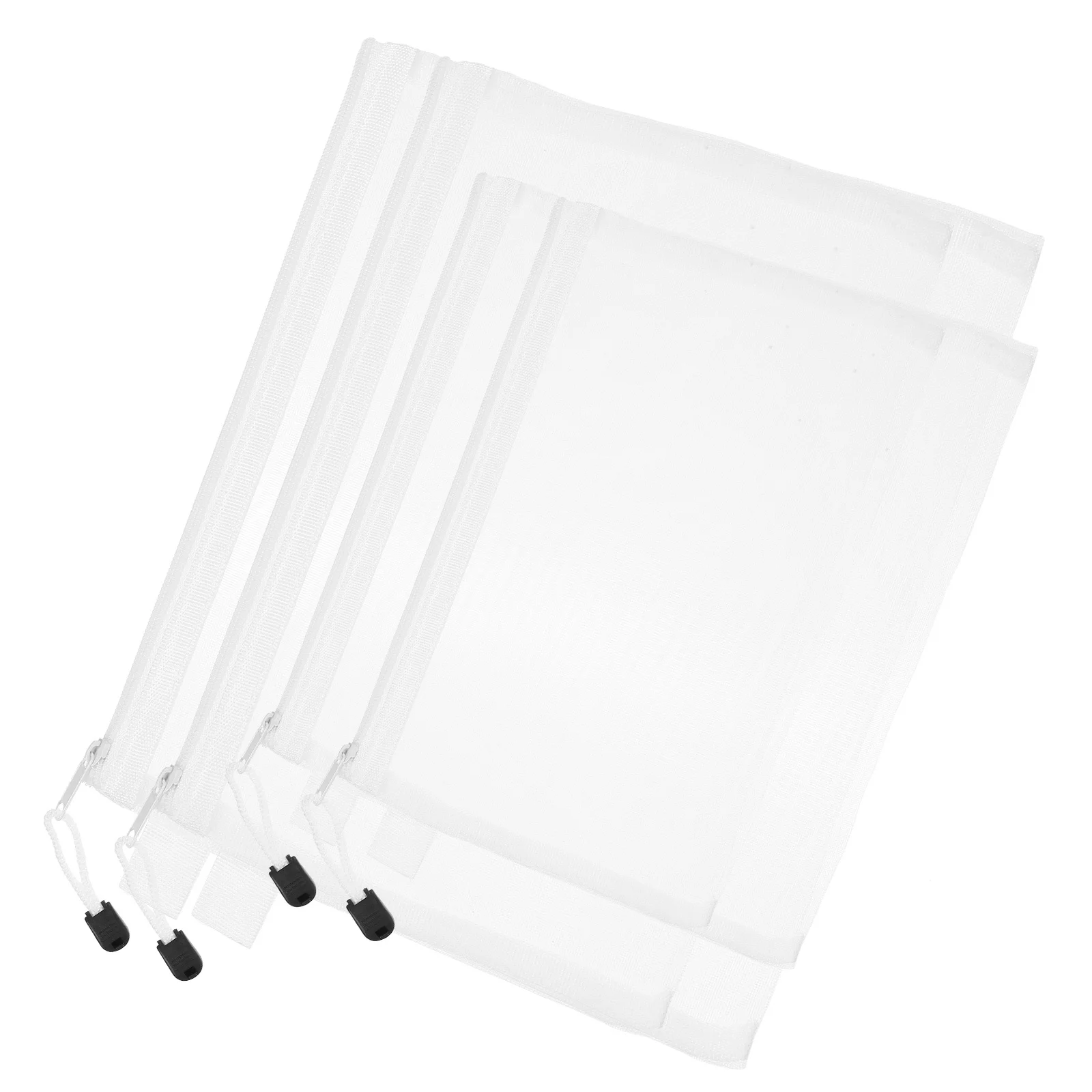 4 قطعة أكياس ملف بسحاب أكياس تخزين المستندات الشبكية حاوية قرطاسية شفافة للملفات والأوراق وإكسسوارات مستحضرات التجميل #3