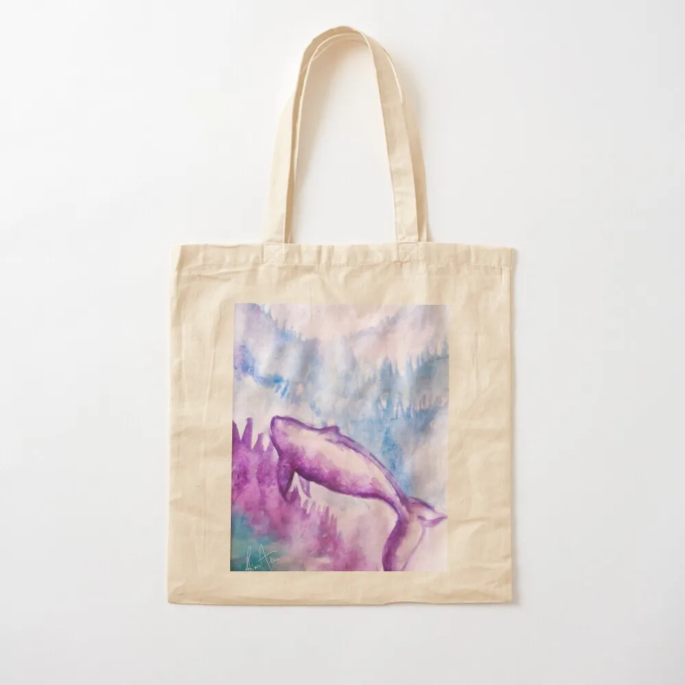 

Flying Whale Over The Mist Tote Bag Women's tote bag hand bag Canvas Tote