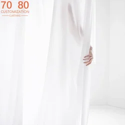 White Chiffon Beige Window Screen Floating Window Balcony French Window Partition Curtains for Living Room Bedroom Customized
