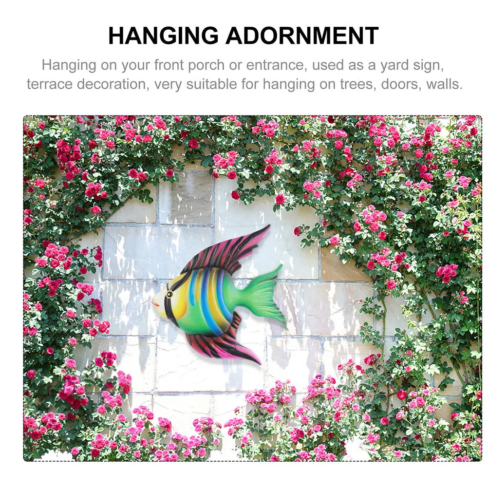 

2Pcs Fish Wall Hanging Iron Decor Home Art Vintage Garden Indoor Refined Beautiful Wall Craftsmanship Colorful Textured