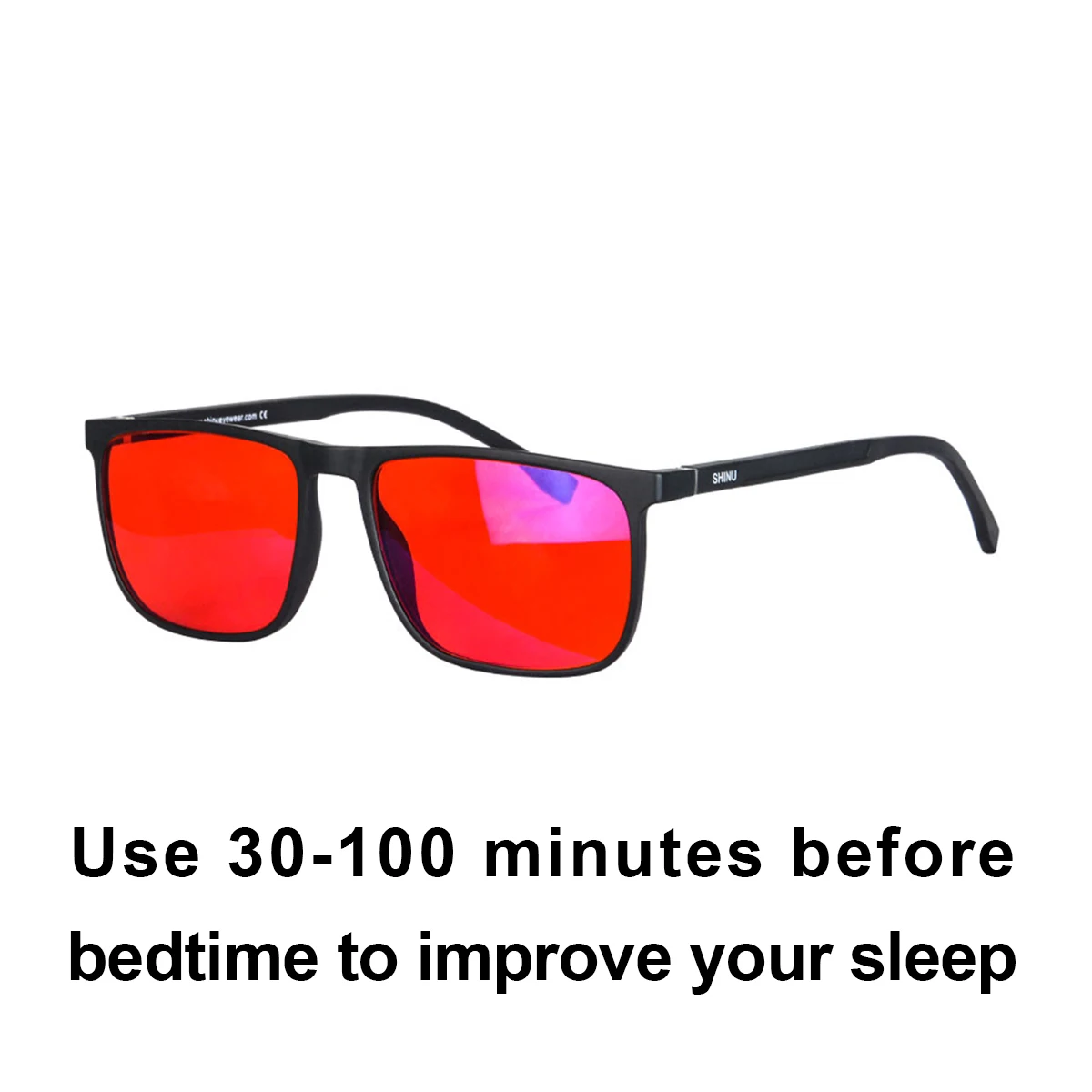 SHINU Schlafbrille mit Blaulichtfilter für Männer, rote Gläser, Schlafbrille mit orangefarbenen Gläsern, effektiver Blaulichtfilter für die Nacht