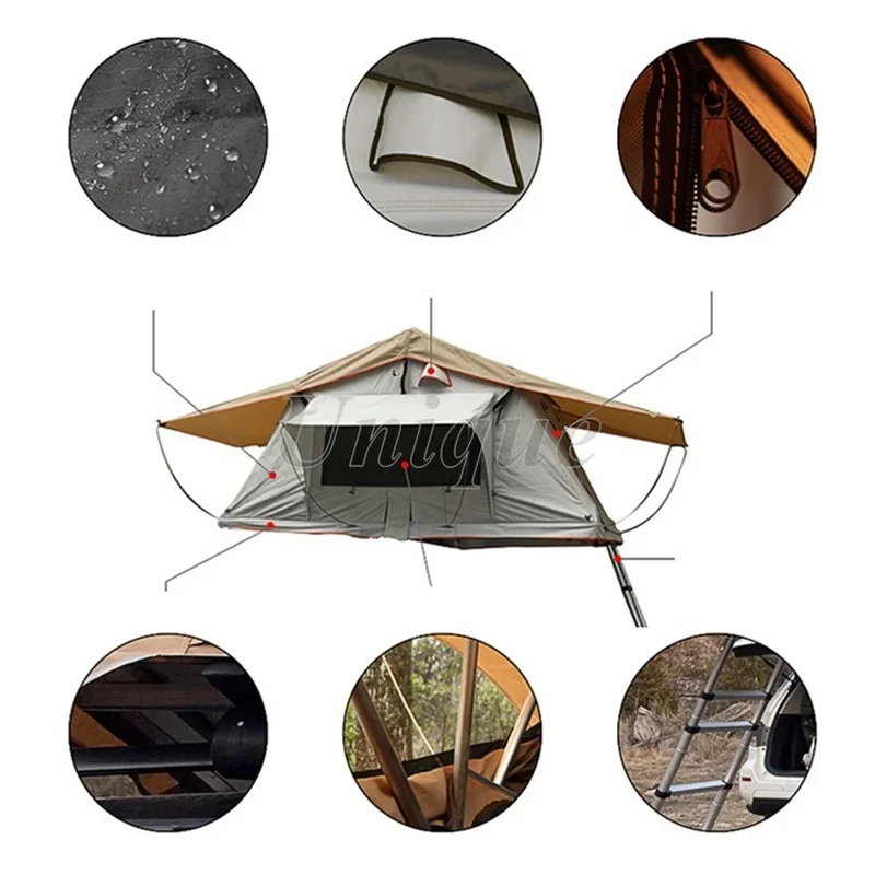 Car Roof Top Tent for Overlanding and Camping, Soft Shell, with Ladder, Fits 1-3 Persons