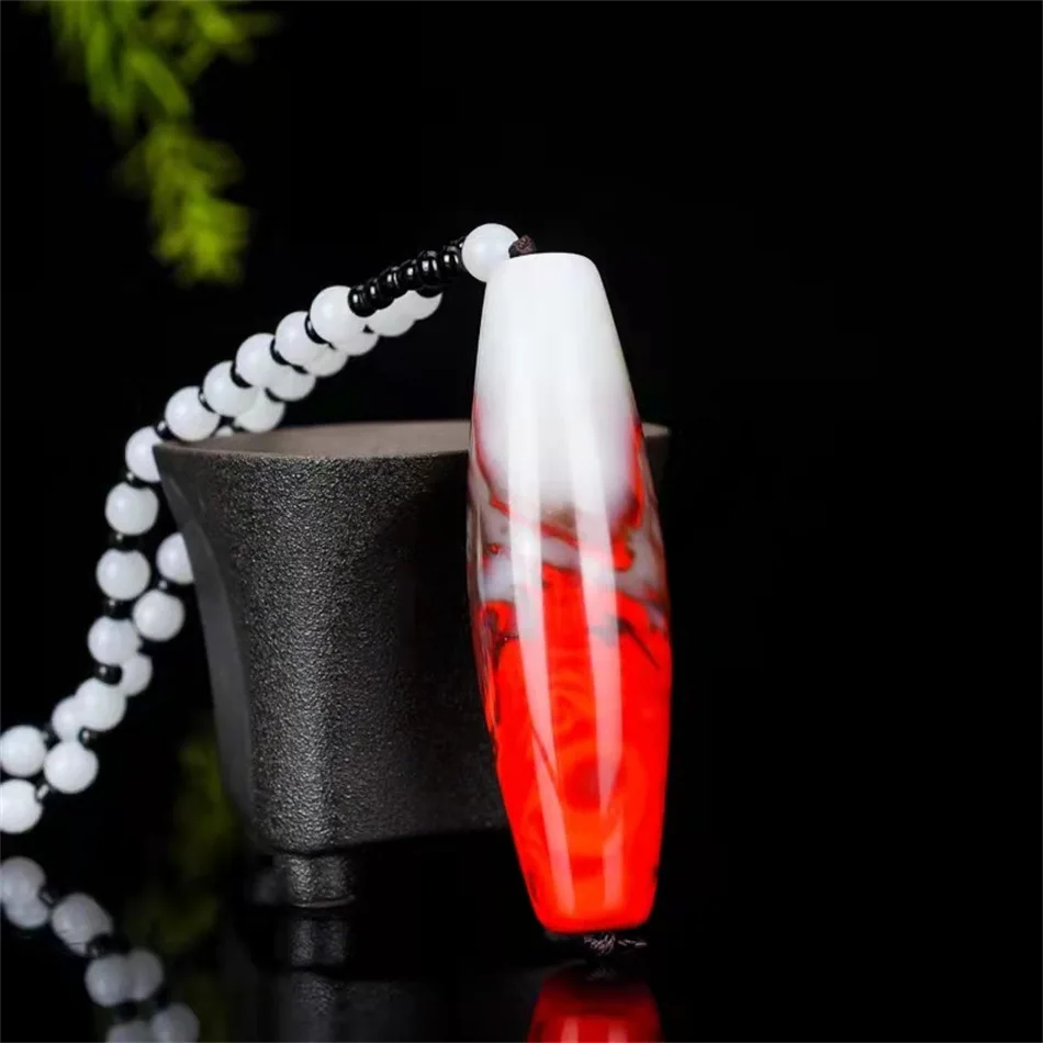 

Xinjiang Hetian Jade Chicken Blood Jade Floating Beads Pendants for Men and Women Joker Pendant