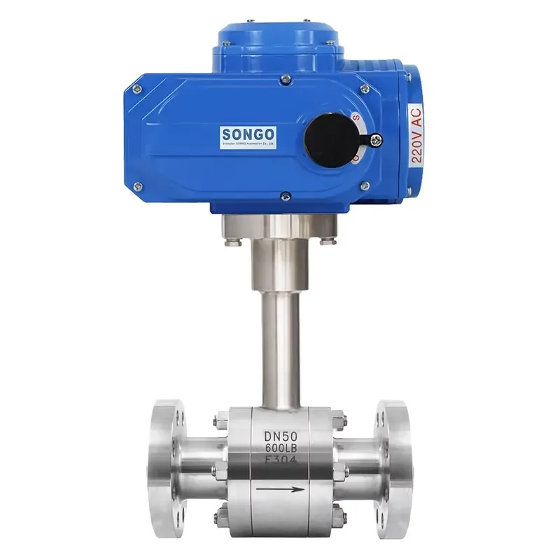 

1/2" Electric Actuated 24VDC 4-20mA Regulation Type Stainless Steel 304 Flange Thread -196 Degree PN250 Cryogenic Ball Valve