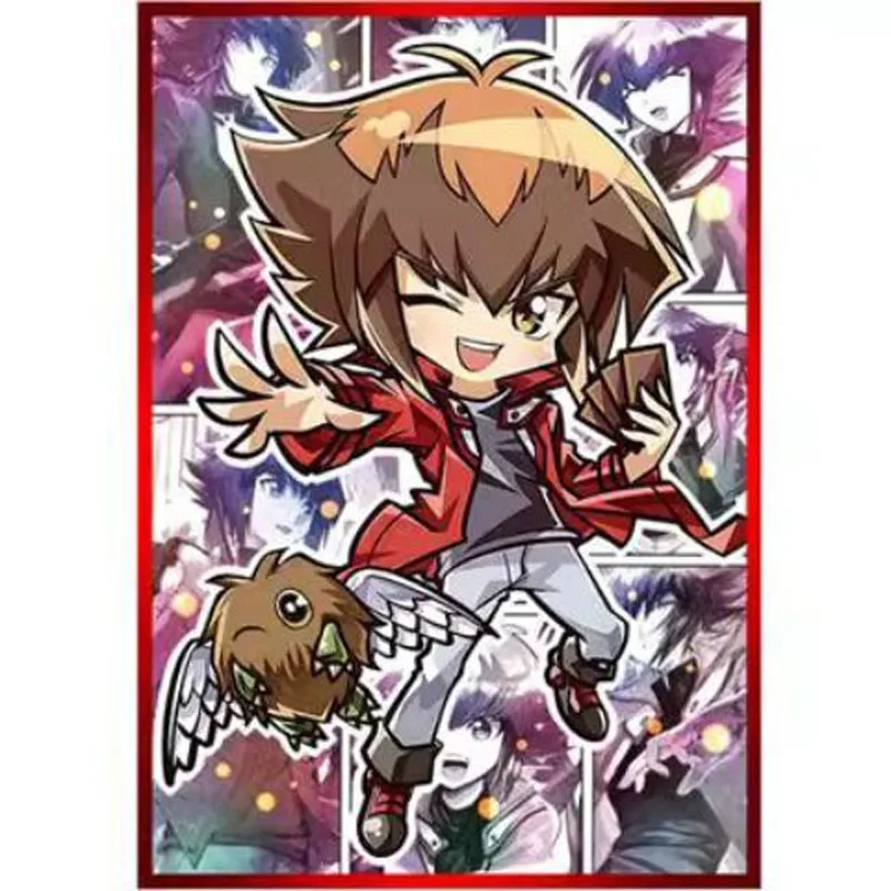 50PCS Yugioh Jaden Yuki Card Sleeves Yu-Gi-Oh! Yuki Judai OCG Trading Cards Holographic Shine Flash Protector Case