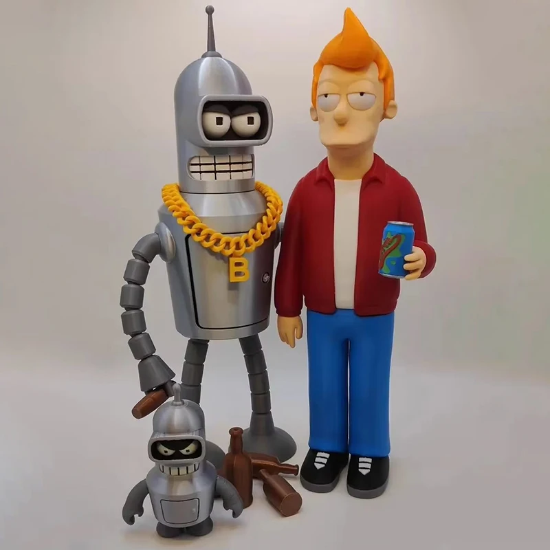 In Stock Cartoon Futurama Fry & Bender 3d Printing Action Figure Collectable Desktop Decoration Model Toys Gifts For Kids