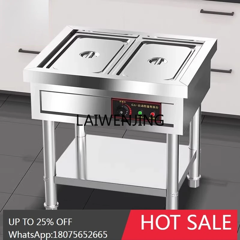 Commercial Fast Food Stainless Steel Vertical Insulation Soup Pool Canteen Doge Vegetable Sales Dining Table