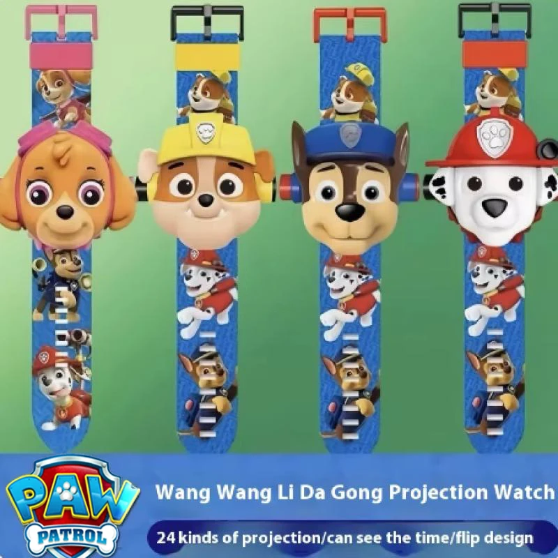 Paw Patrol Watch Toys Set 3D Projection Digital Watches Cartoon Puppy Patrulla Canina Anime Figures Toy Marshall Chase Kid Gifts