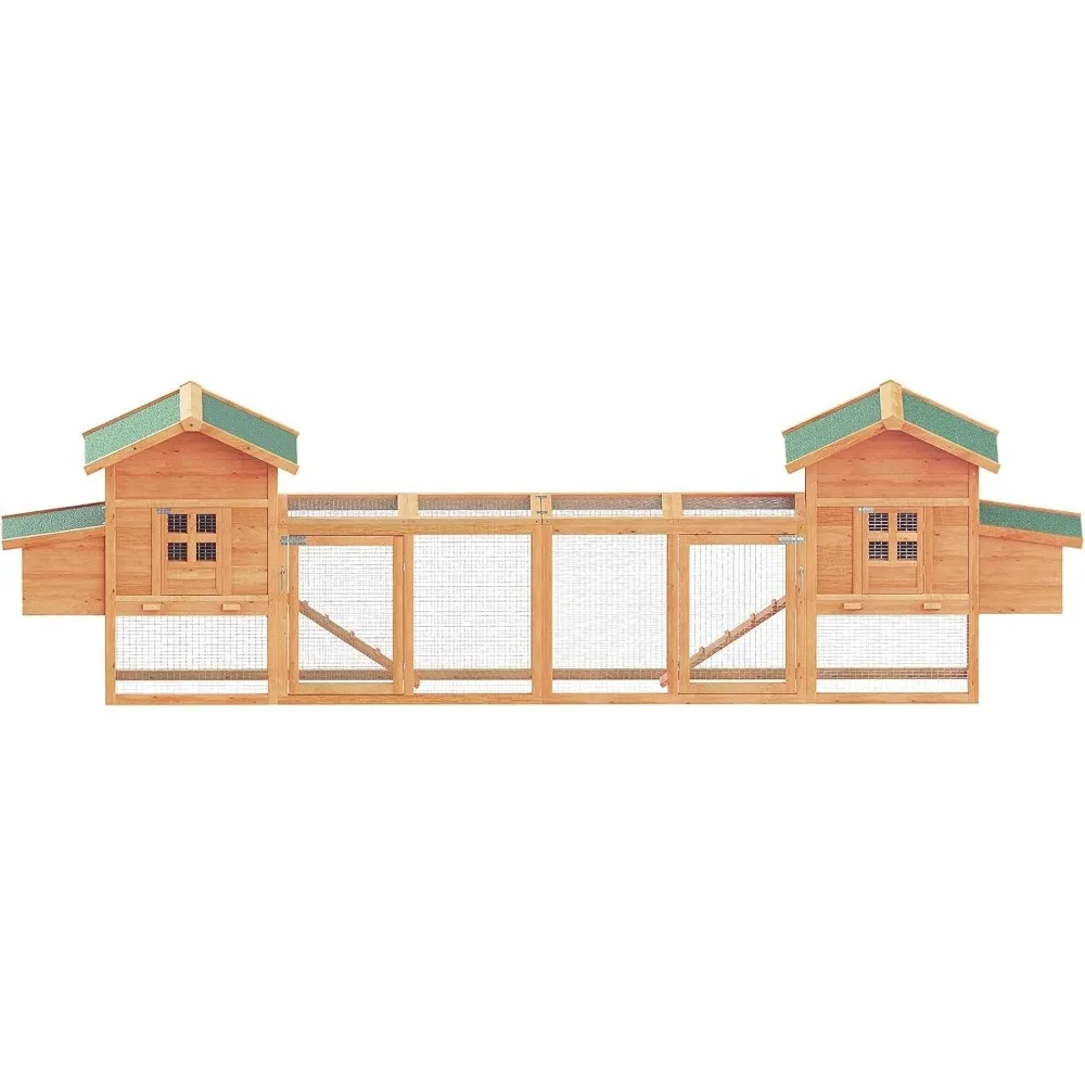 

160'' Large Chicken Coop Wooden Poultry Cage Hen House Hutch w/2 Nesting boxes