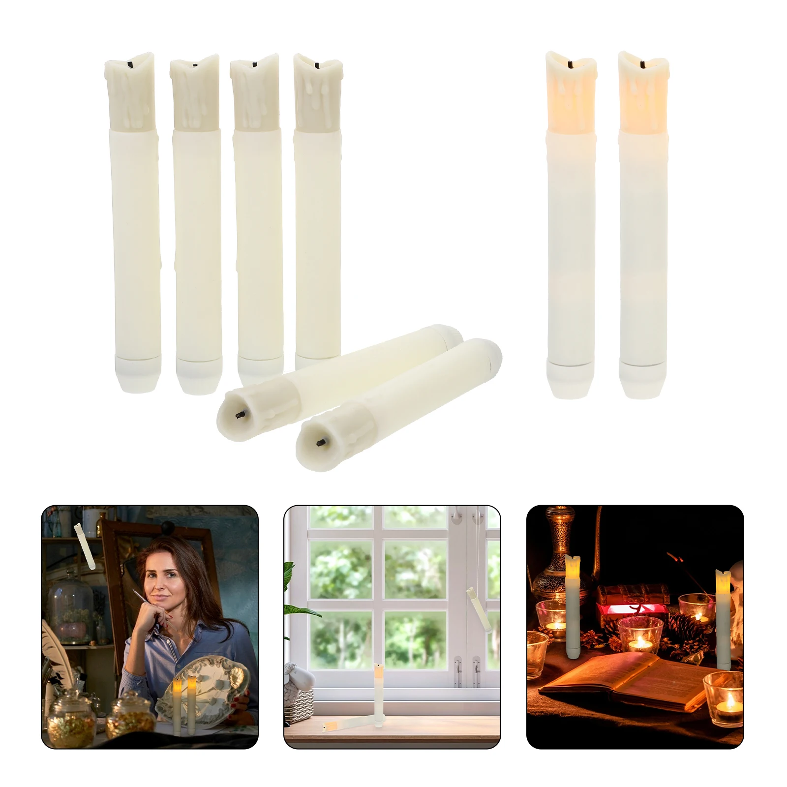 

12Pcs LED Electronic C les Plastic Dripless Flameless Warm Light Wedding Party Home Decor Smokeless Safe Environmental