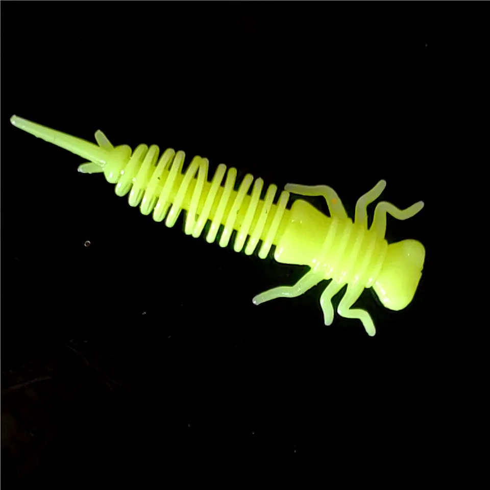20PCS 40MM 0.4G Soft Larva Worm Fishing Lure Bionic Silicone Flit Larva Worm Bait Trolling Wobbler for Zander Pike Bass