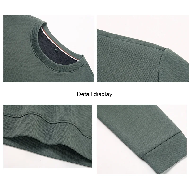 Men's New Autumn and Winter Solid Color Versatile Casual Long T-shirt with Plush and Thick Hoodie