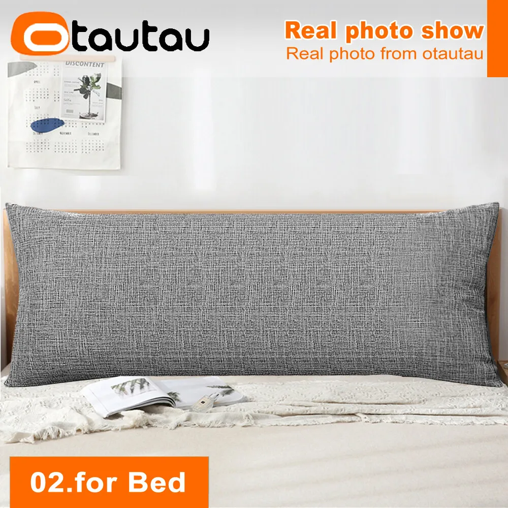 OTAUTAU Baumwoll-Leinen-Kissenbezug für Sofa, Bett, Kopfteil, Couch, Rückenlehne, Kissenbezug, langer Körper, Kissen, ZT2XMM1T – Detail 12