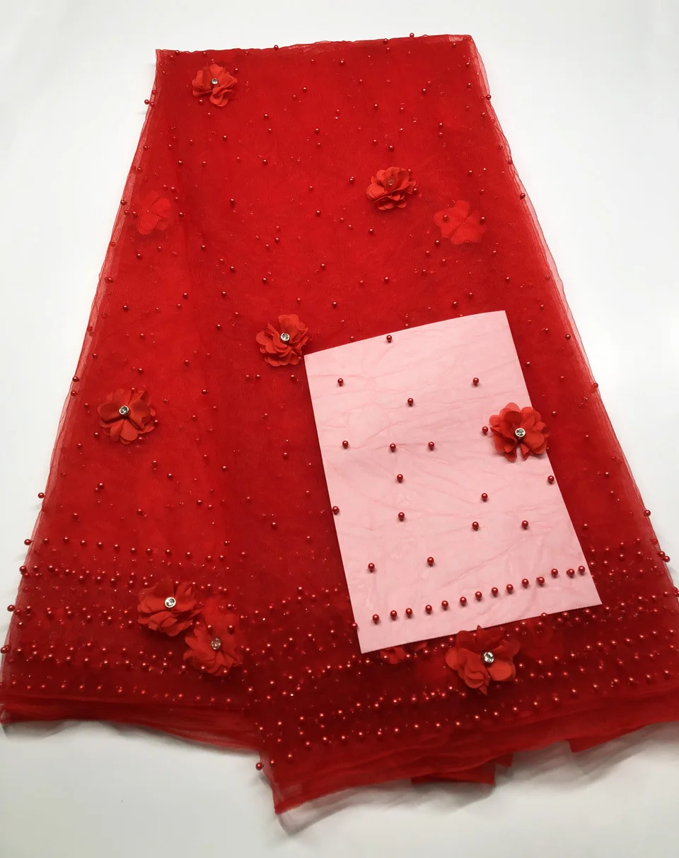 

African Laces Fabric Embroidered African Guipure French Lace Fabric with Beads 2021 African French Net Lace Fabric ALC-YB1