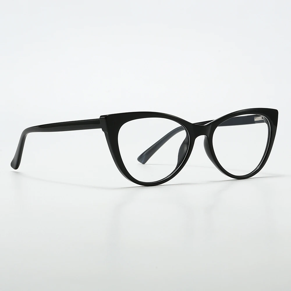 FYTOO Retro Modish Bright Black Cat Eye Blue Light Blocking Glasses Classic Black, Versatile Lightweight TR, Fits Daily Commute.