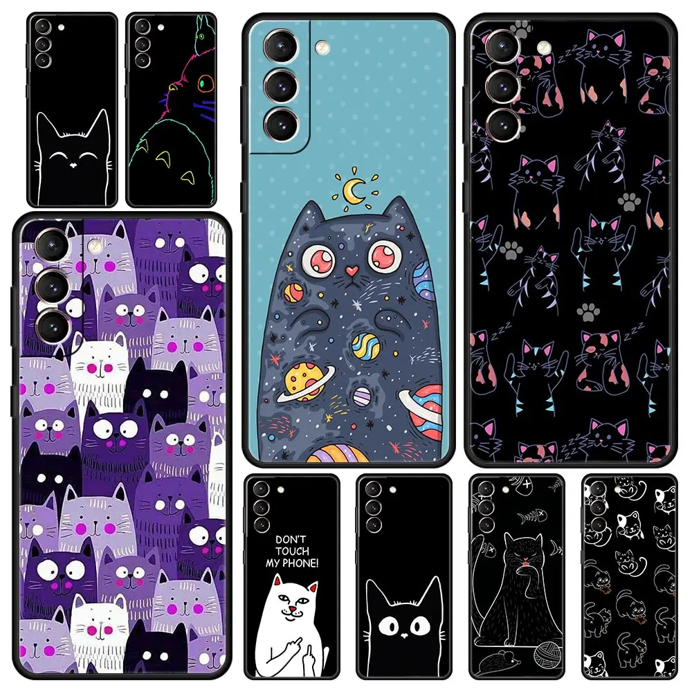 Fashion Cute Cat Aesthetics Phone Case For Samsung Galaxy S24 S23 S22 S20 FE S21 Ultra 5G S9 S8 S10 Plus S10E 20 Soft Cover
