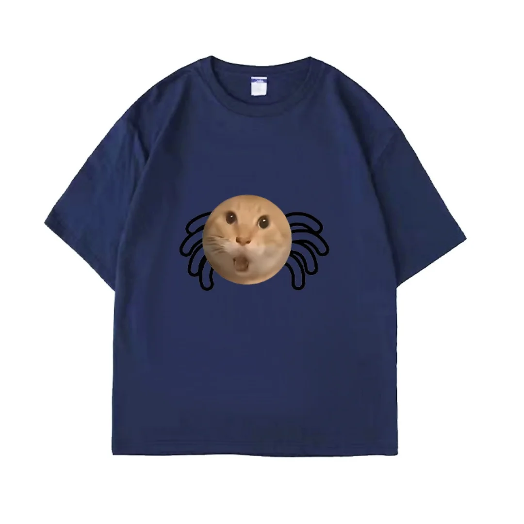 مجردة القط الجرافيك قصيرة الأكمام تي شيرت الصيف موضة الرياضة القطن الخالص تي شيرت رجالي ملابس الأطفال المحملة Y2k امرأة