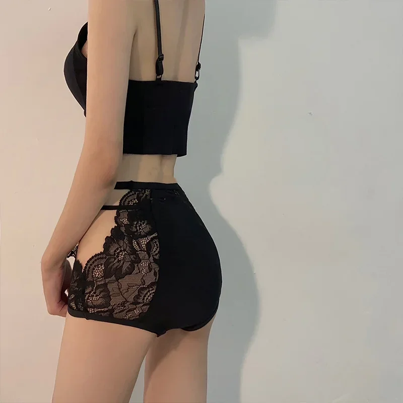 Sexy Leopard Print Lace Show Waist Women's Underwear Summer Thin High Waisted Hollow Triangle Pants Women's Oversized Lingerie