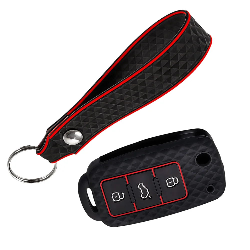Keychain Silicone Car Key Case Cover for VW Volkswagen Passat B5 Polo T4 Golf 4 for Seat Leon 1 Altea Ateca for Skoda Octavia A5