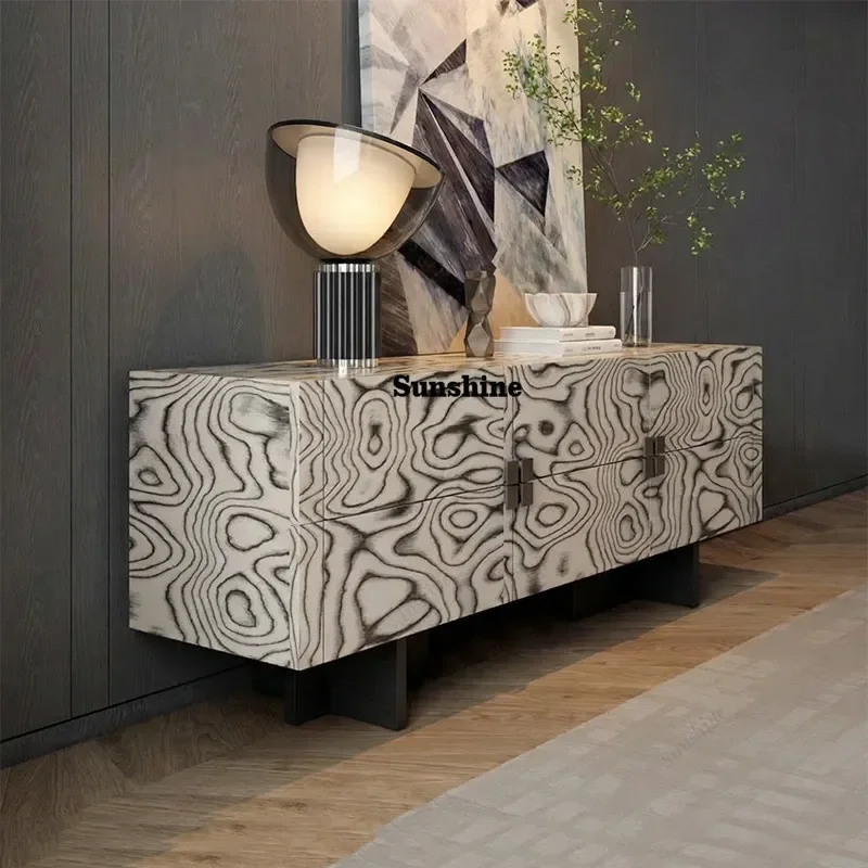 

Medieval style dining side cabinet, villa storage locker against the wall, solid wood porch cabinet FT