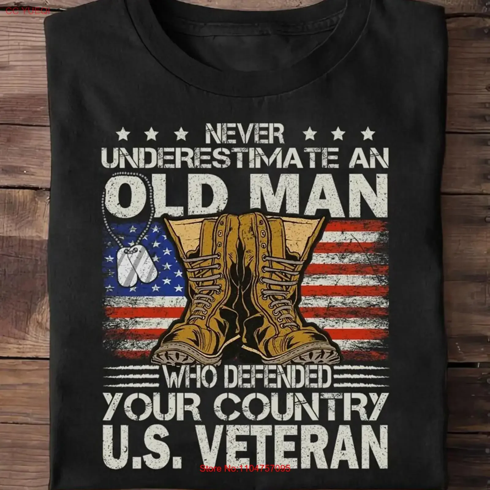 Never Underestimate an Old Man Who Defended Your Country T Shirt U S Veteran vintage Washed Soft Top For Everyday Wear